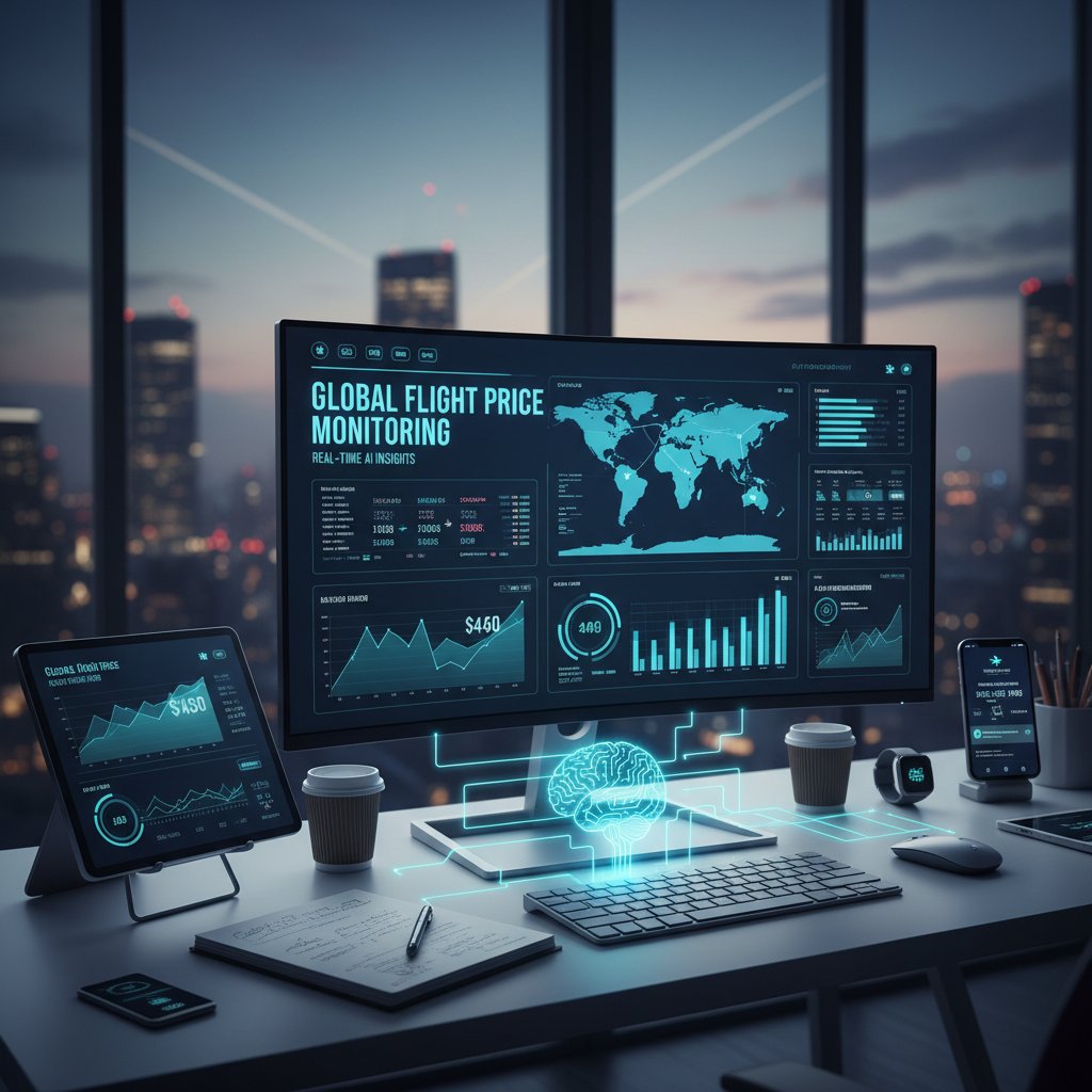 Nowoczesne AI monitoruje ceny lotów na ekranach wielu urządzeń w czasie rzeczywistym