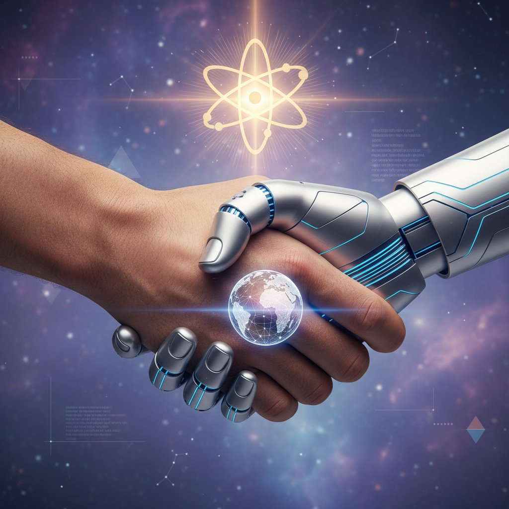 Sztuczna inteligencja i człowiek podają sobie ręce