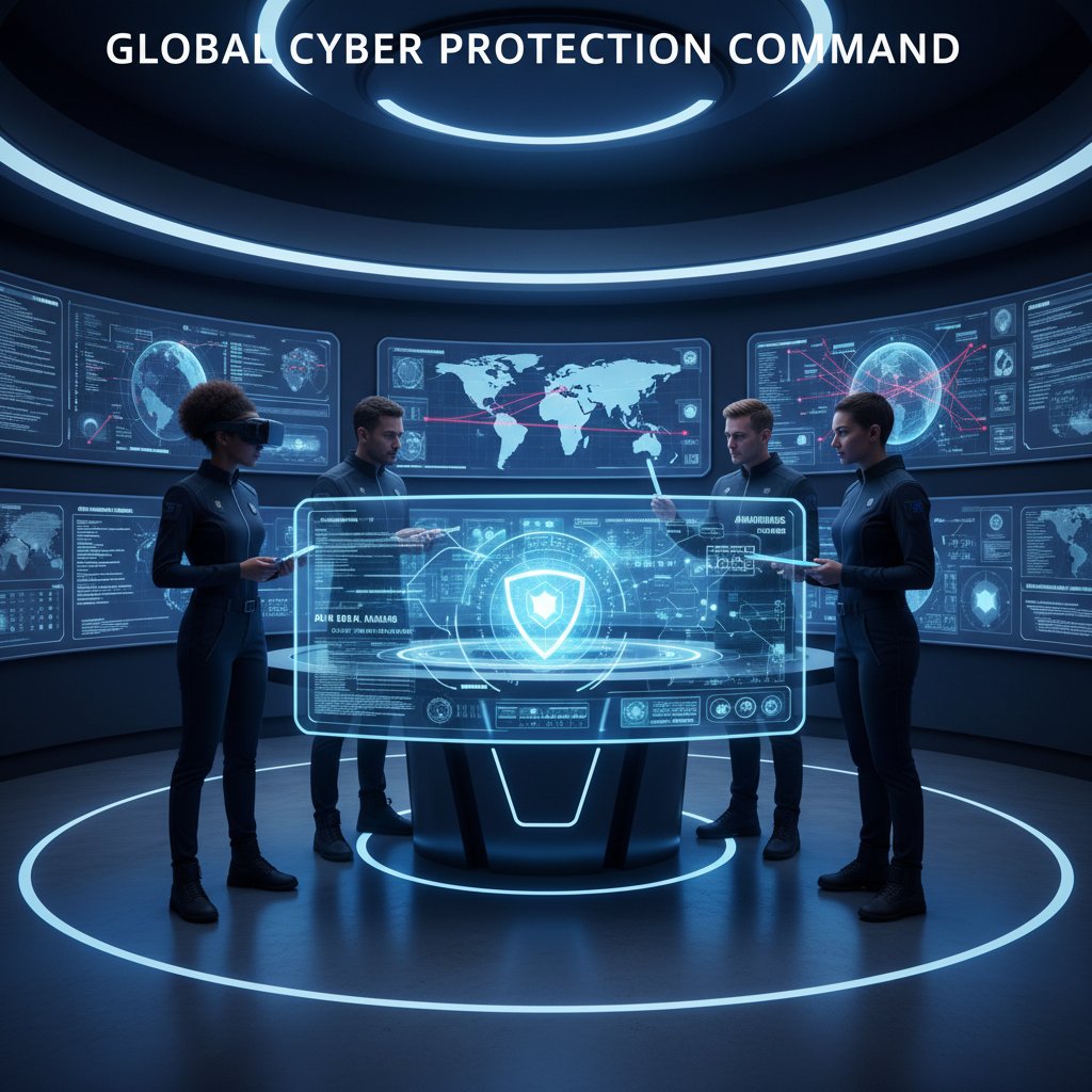 Specjalista analizujący wykresy AI w centrum bezpieczeństwa, nawiązanie do nowoczesnej ochrony