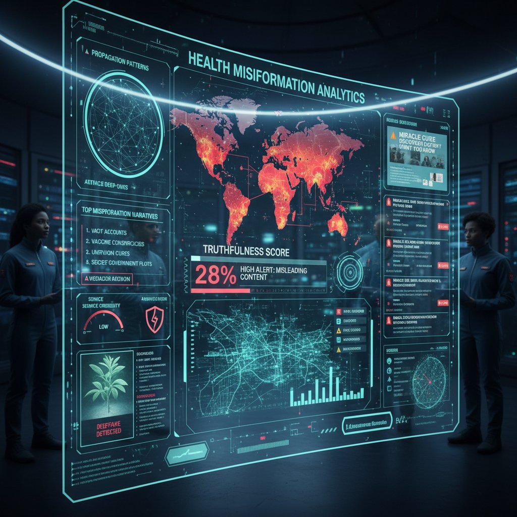 Zdjęcie ekranu z aplikacją AI analizującą wpisy internetowe – walka z fake newsami zdrowotnymi