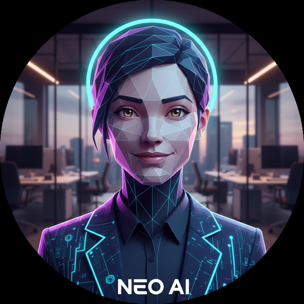 Artystyczny awatar AI na tle nowoczesnego biura, generowany przez kreator zdjęć profilowych