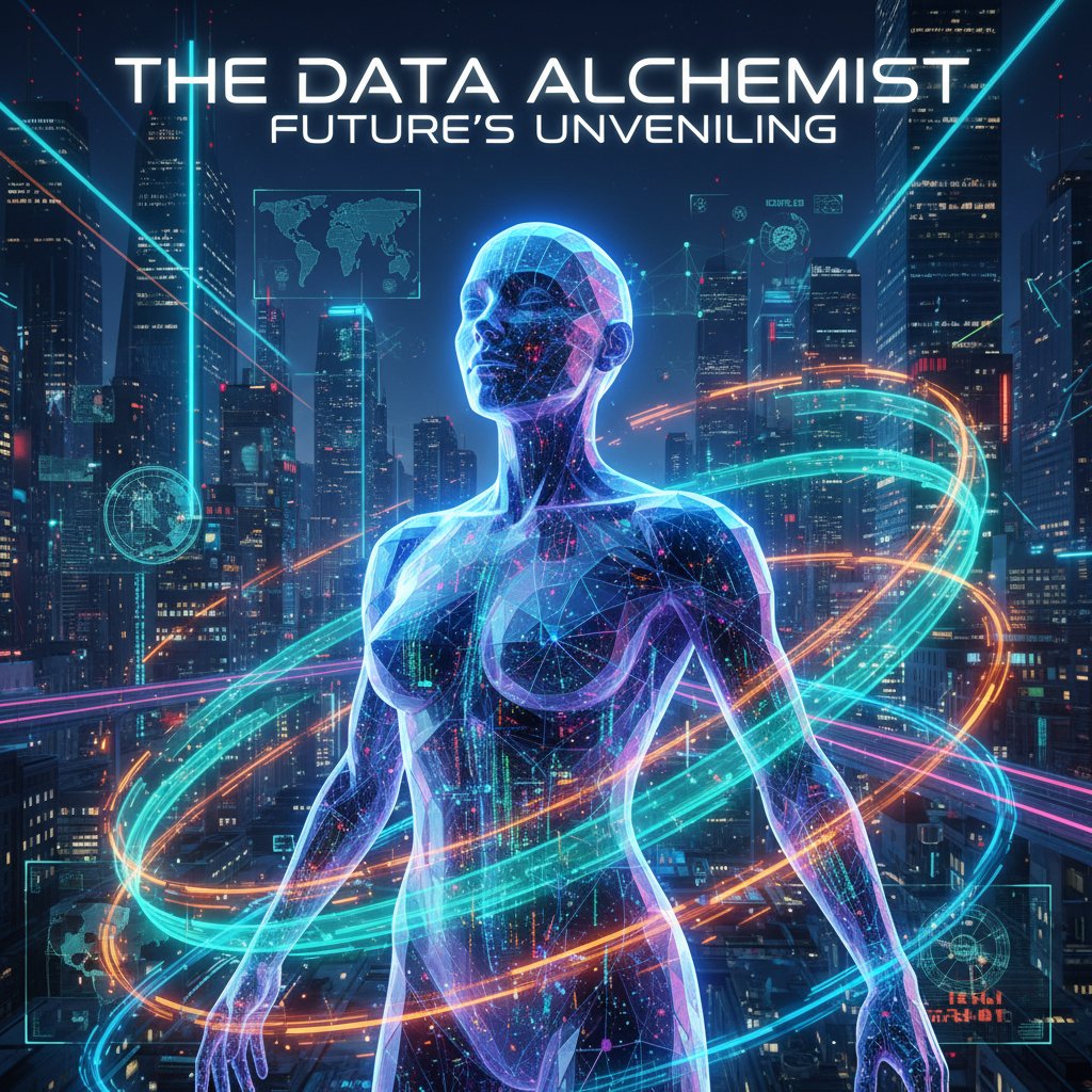 Przyszłość terapii AI – awatar otoczony cyfrowymi danymi