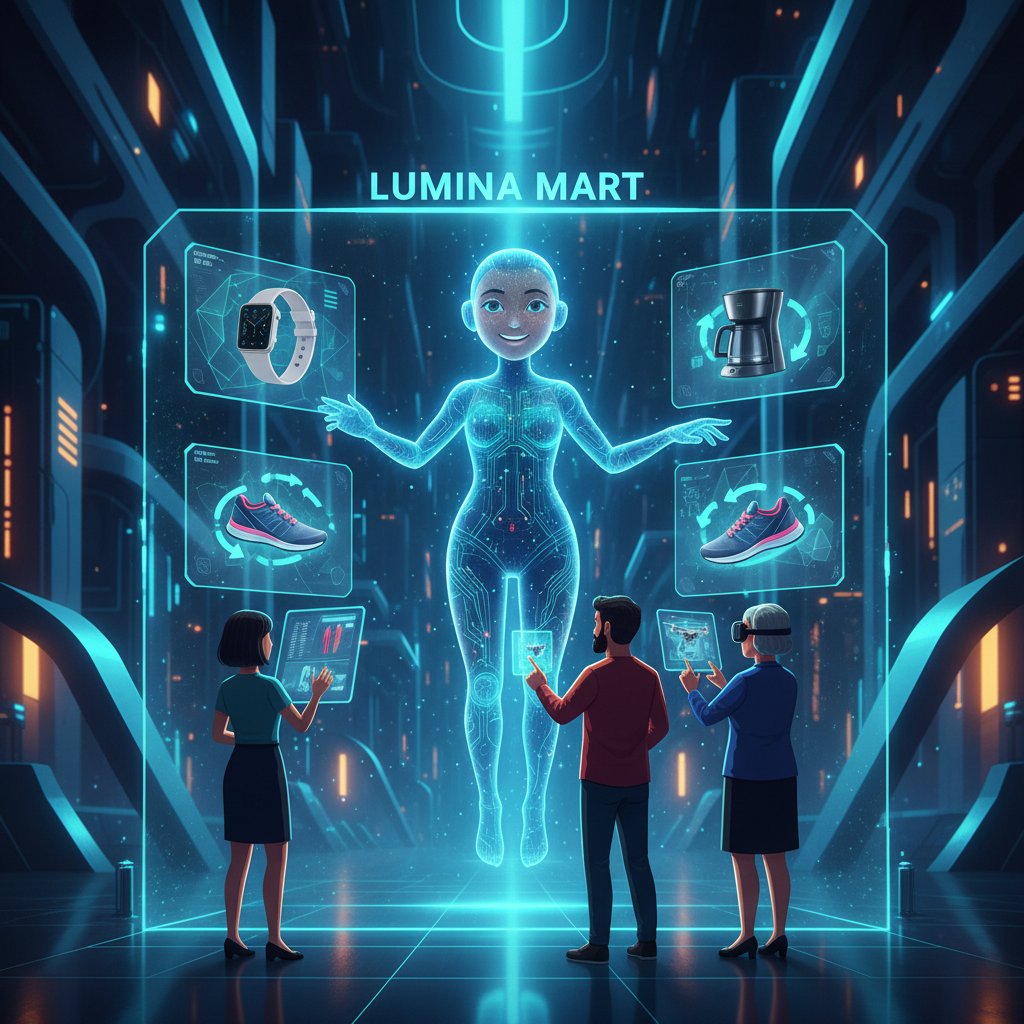 Avatar AI jako doradca w e-commerce, sklep internetowy, klient rozmawiający z cyfrowym asystentem