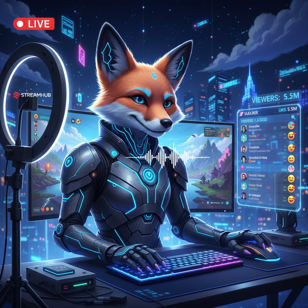 Awatar AI prowadzący transmisję live na platformie społecznościowej