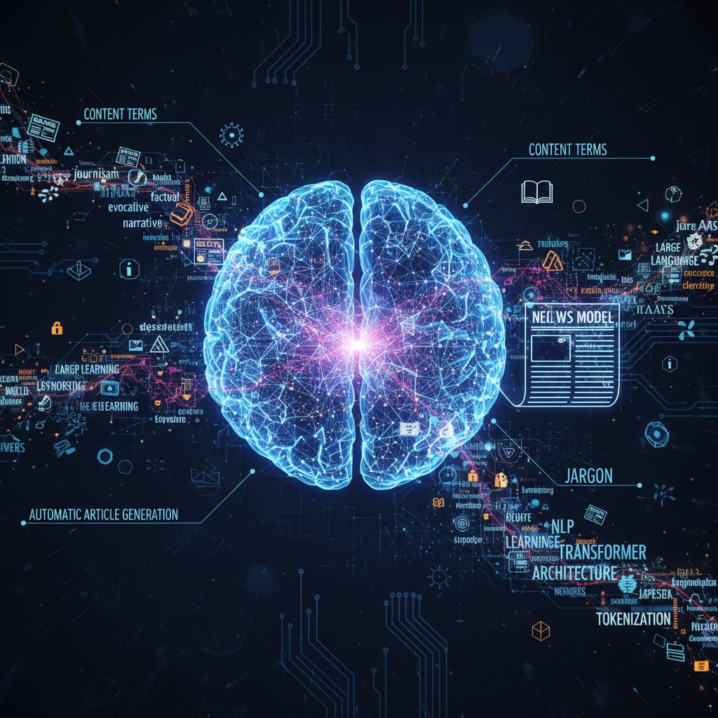 Conceptual diagram mapping key AI content terms, with an AI brain labeled for terms like prompt engineering and hallucination