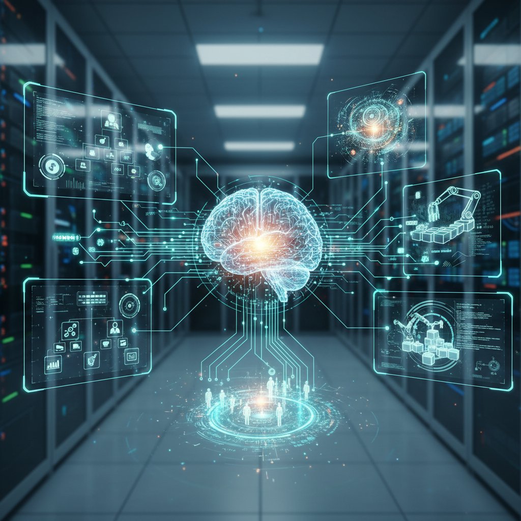 Visualization of AI analyzing enterprise tasks in real time