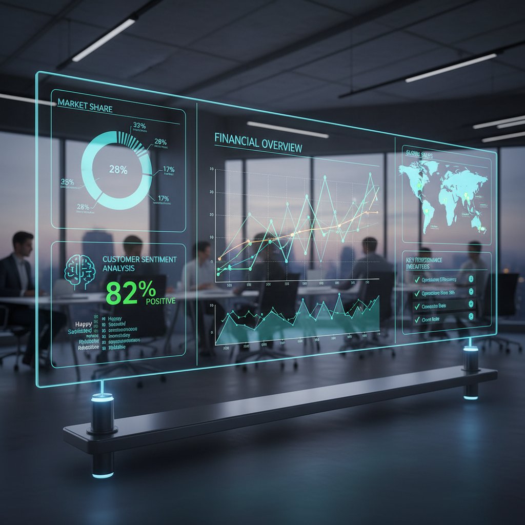 Nowoczesny panel AI do doradztwa biznesowego z wykresami i analizami
