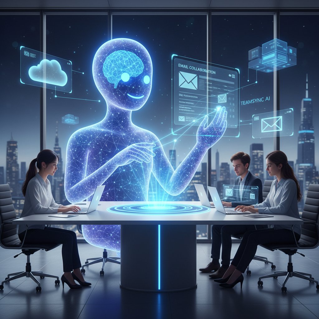 AI digital coworker managing email collaboration, illustrating the intelligent enterprise teammate concept