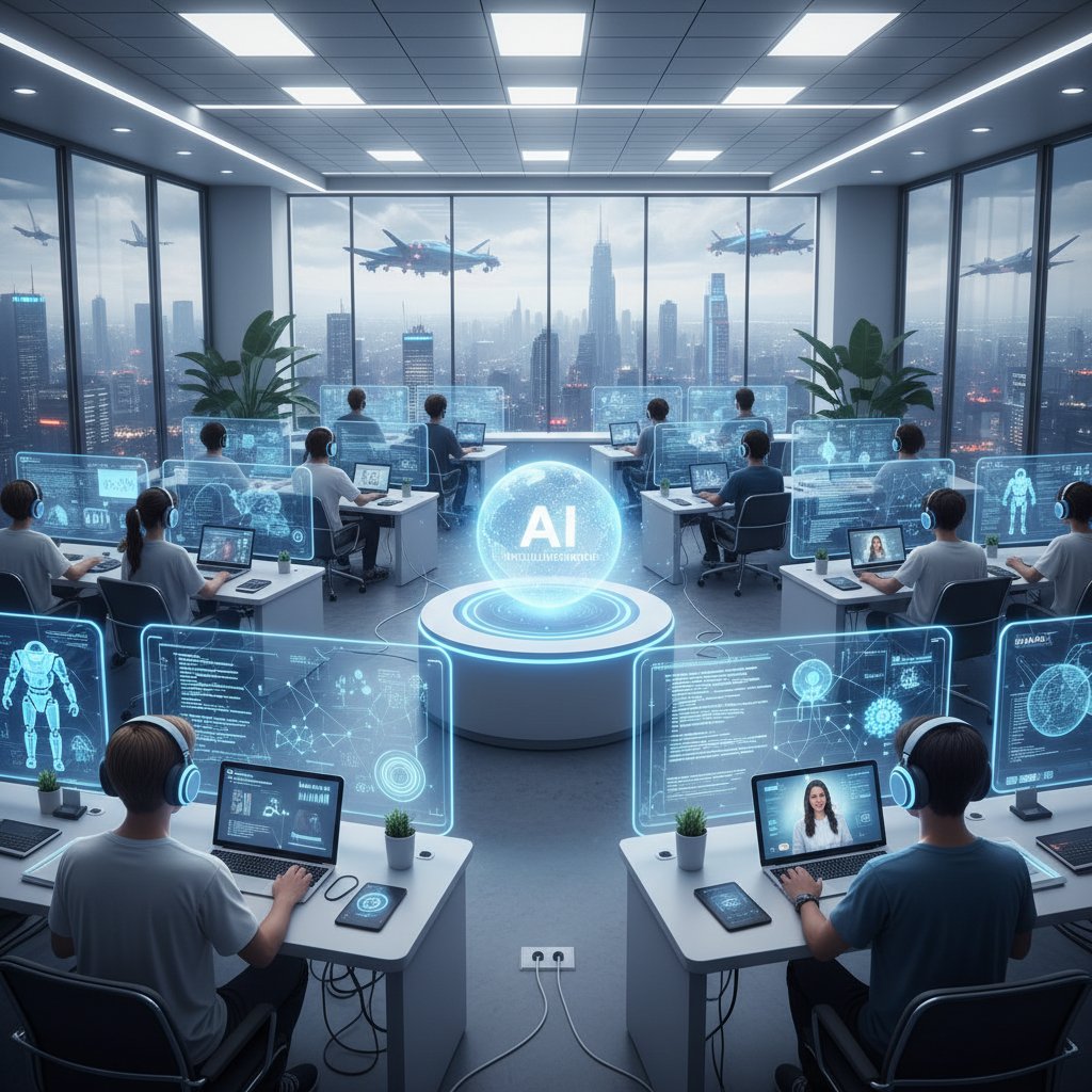 Uczniowie korzystają z AI, nowoczesna edukacja online, zdjęcie kontekstowe