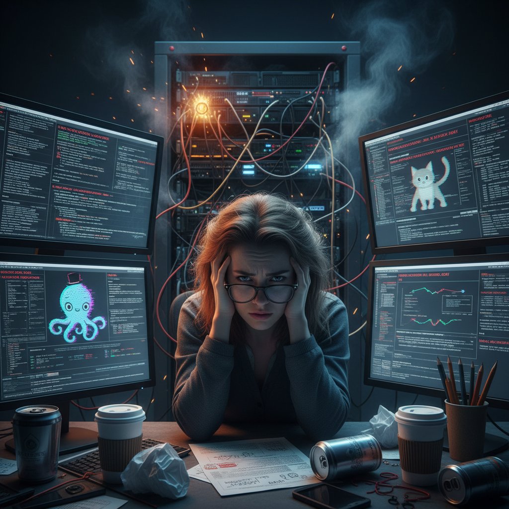 Analityk patrzący zdezorientowany na błędną predykcję AI