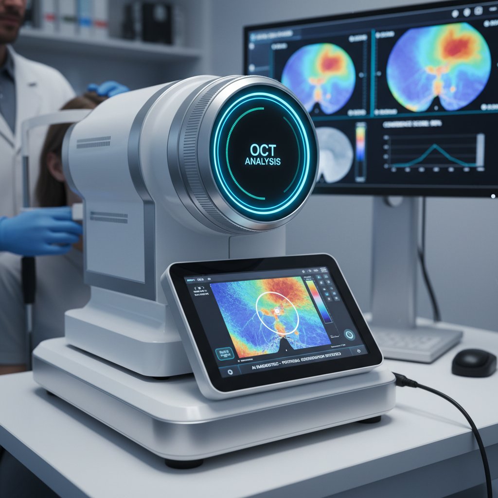 Algorytm AI analizujący obrazy OCT w nowoczesnym gabinecie okulistycznym