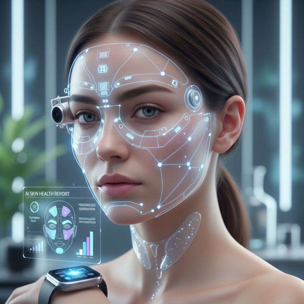 Nowoczesna technologia analizy skóry twarzy z użyciem AI, urządzenia wearable