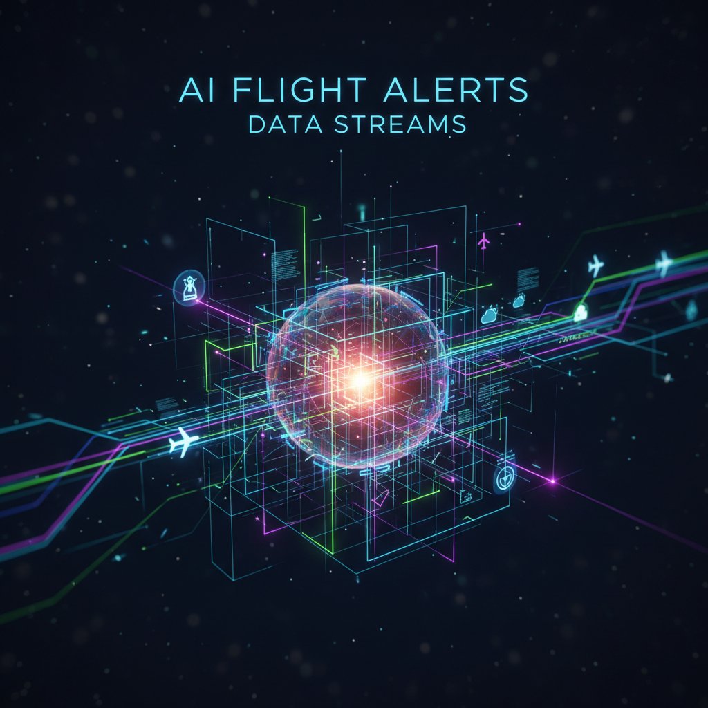 Abstract visualization of AI analyzing flight pricing data, representing real-time fare alert technology