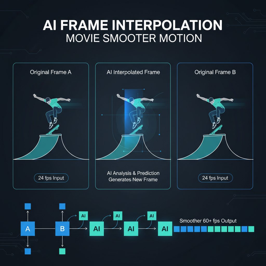 AI visualization creating intermediate frames for smoother motion in films