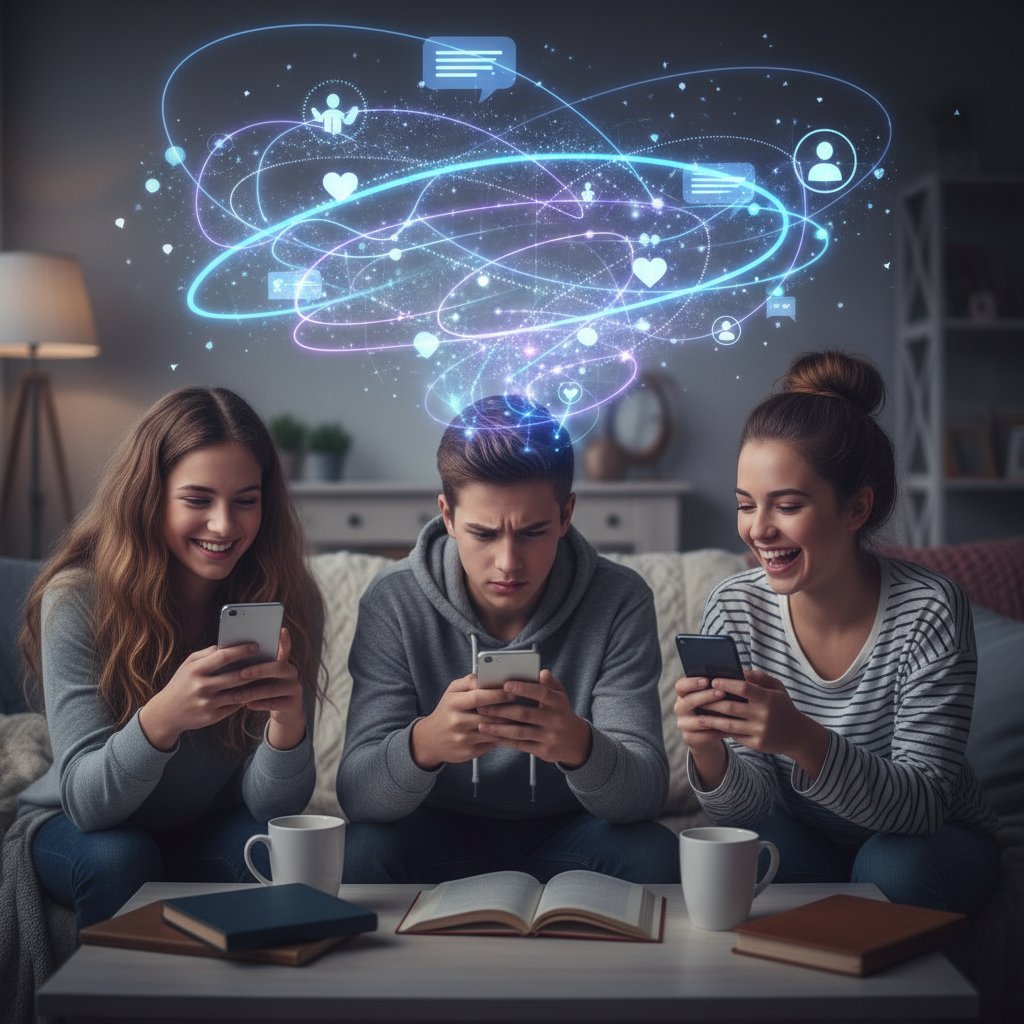 Cyfrowy kumpel AI rozmawia z młodzieżą online, nowa rola AI w relacjach