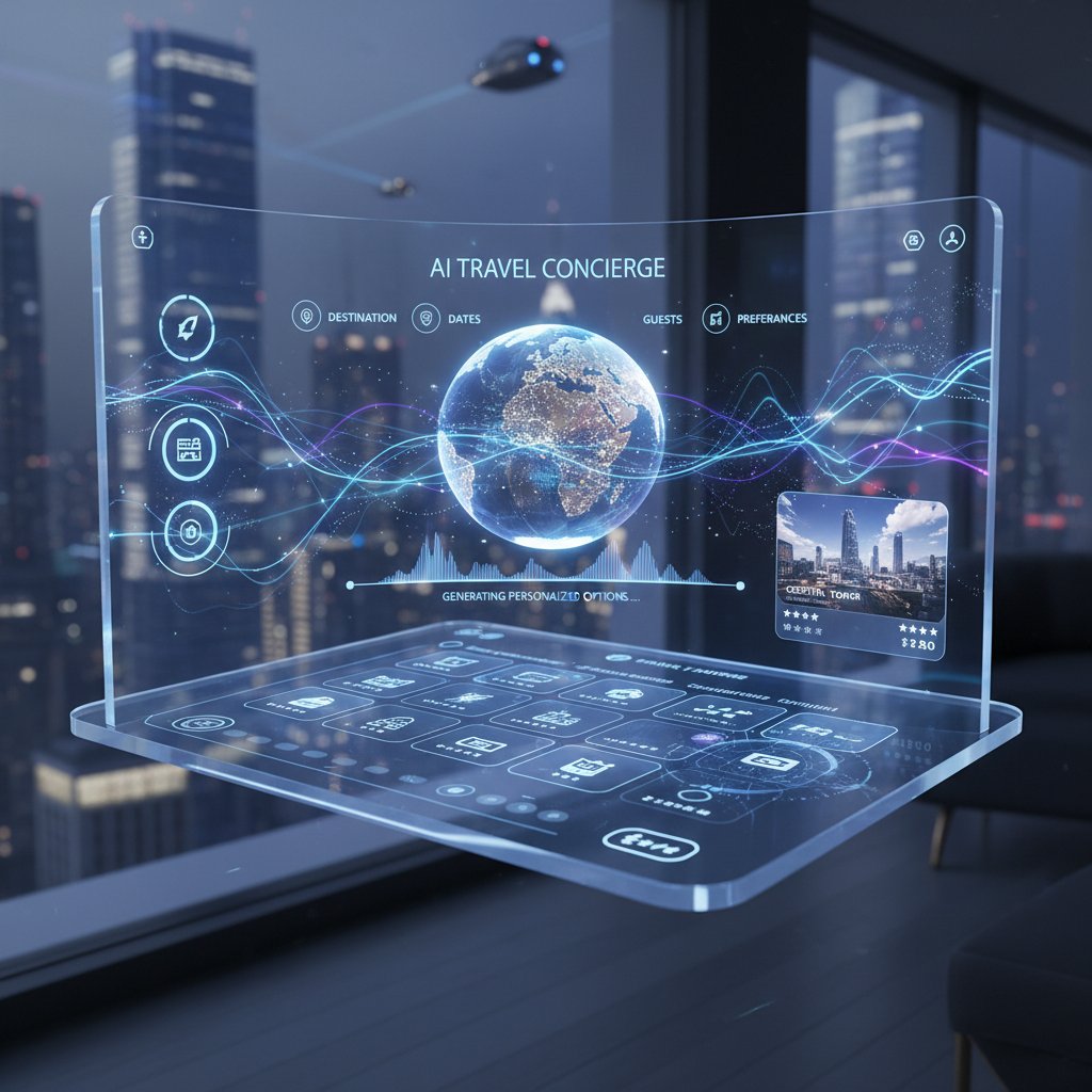 Interfejs AI do wyszukiwania hoteli, nowoczesny wygląd i analiza recenzji