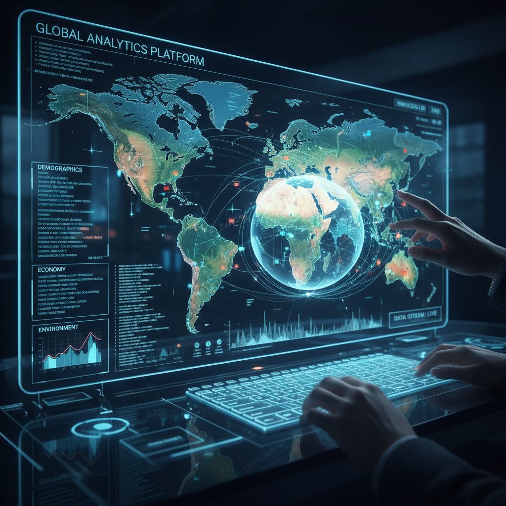 Sztuczna inteligencja analizująca dane regionalne na cyfrowej mapie – AI, historia regionalna, analiza danych