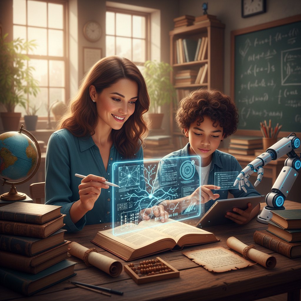 Porównanie sposobów nauki – uczeń korzystający z AI, nauczyciela i tradycyjnych materiałów