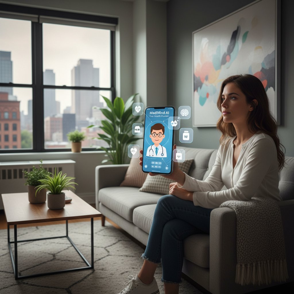 Konsultacja z wirtualnym asystentem zdrowotnym na smartfonie