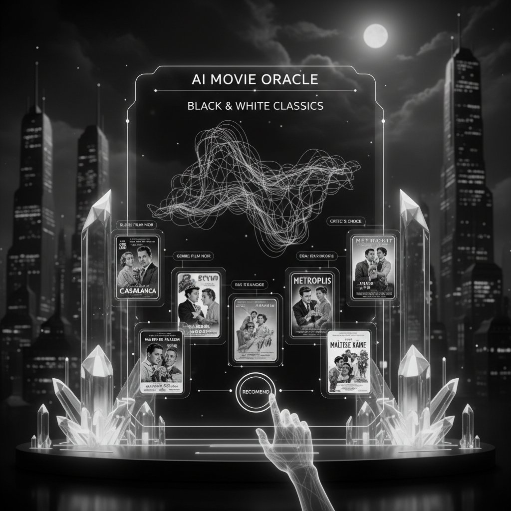 AI movie recommendation interface suggesting black and white classics