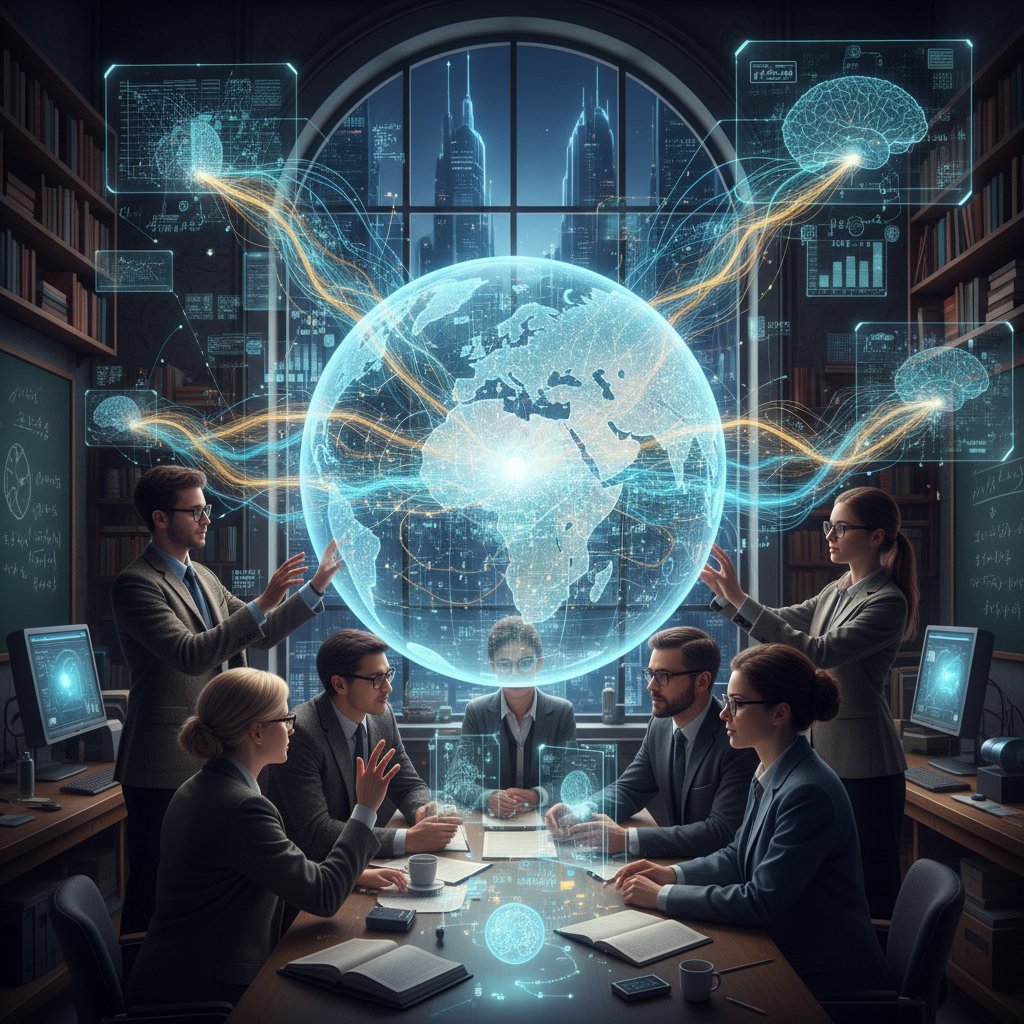 AI-powered networking algorithms connecting academics across fields.