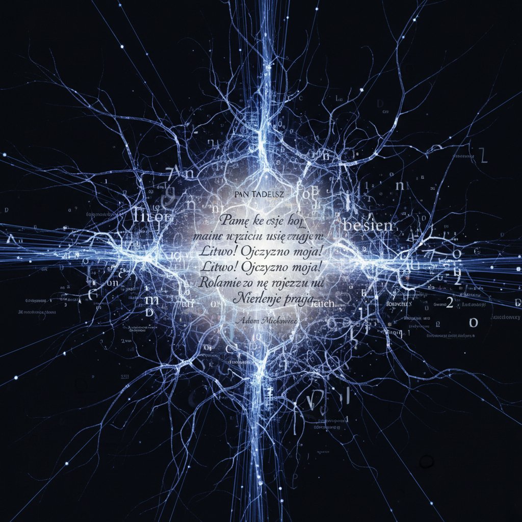 Wizualizacja AI analizującego polską poezję