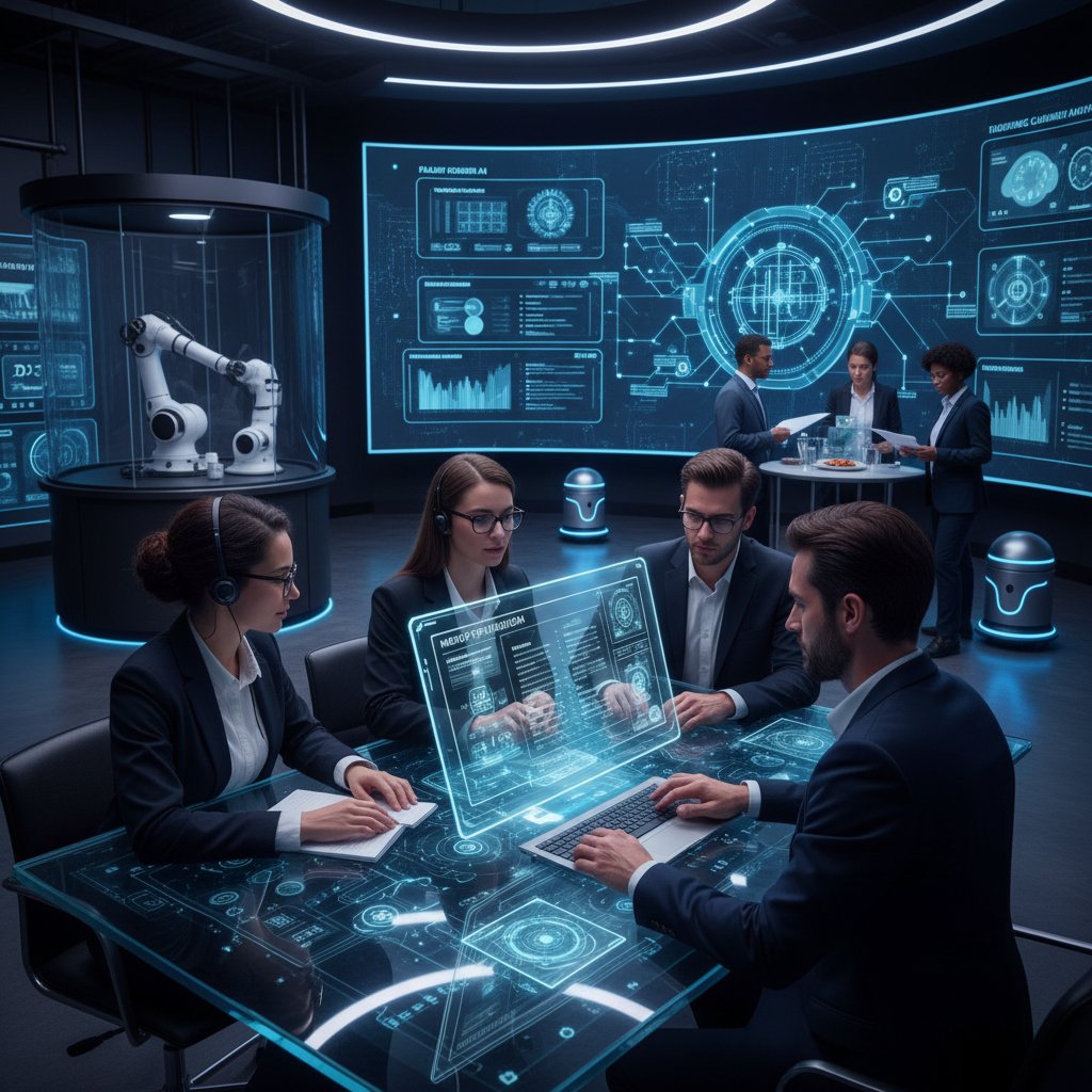 Zespół restauracji korzysta z laptopa, na ekranie analiza menu i rekomendacje AI