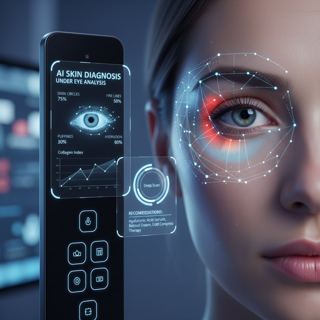 Oprogramowanie AI skanujące twarz pacjenta w celu analizy worków pod oczami