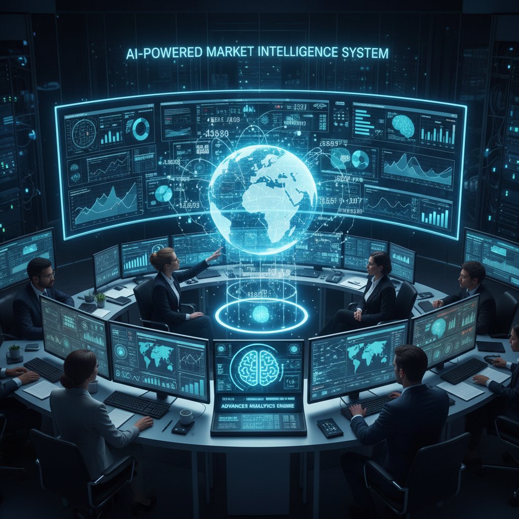 AI system aggregating market data for advanced analysis.