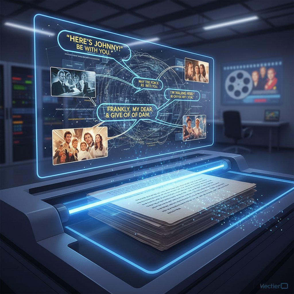 AI system scanning film scripts for memorable movie quotes