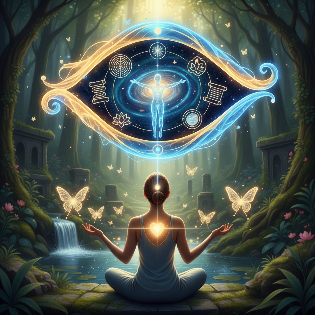 Osoba korzystająca z platformy psycholog.ai na tablecie, symbol wsparcia AI na drodze duchowej transformacji