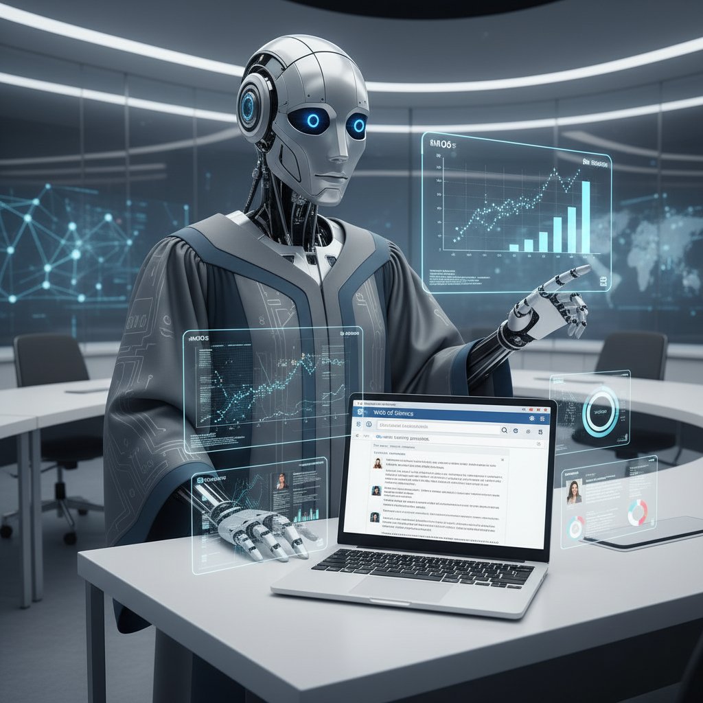 Nauczyciel AI analizuje postępy ucznia w WOS na ekranie laptopa