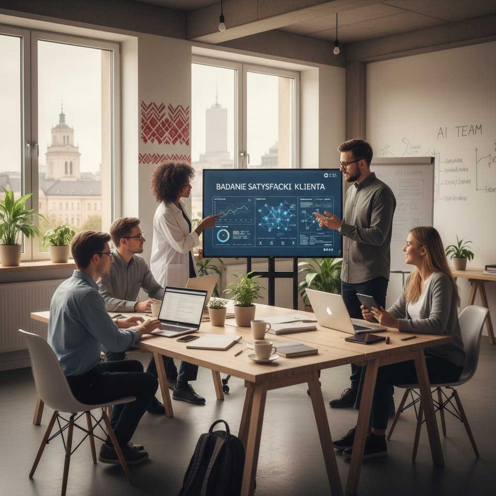 Zespół korzystający z rozwiązania pracownicy.ai podczas badania satysfakcji klienta