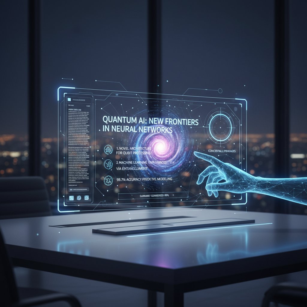 AI tool summarizing academic papers in a futuristic interface