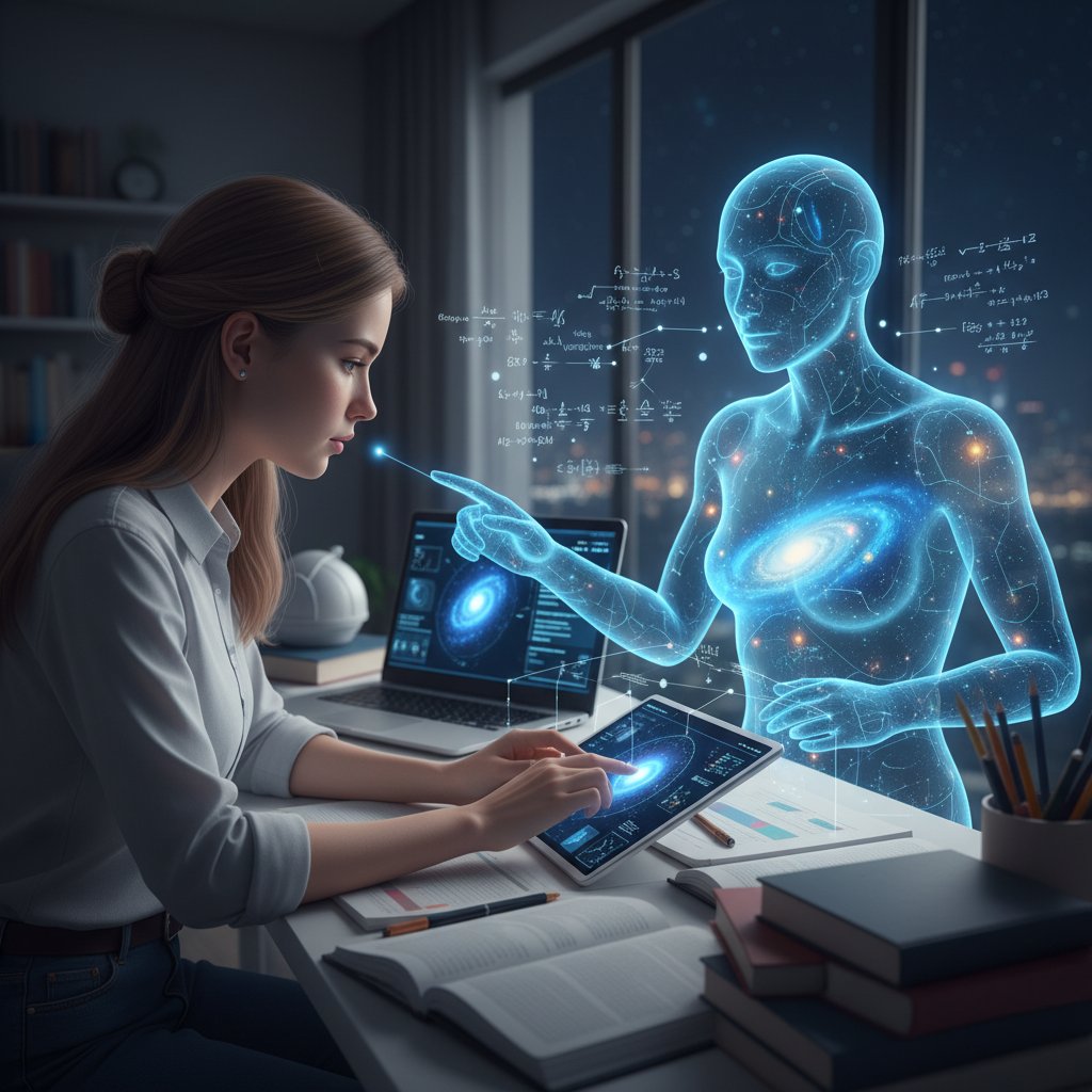 Sztuczna inteligencja wspiera naukę astrofizyki – uczeń i AI przy wspólnej pracy