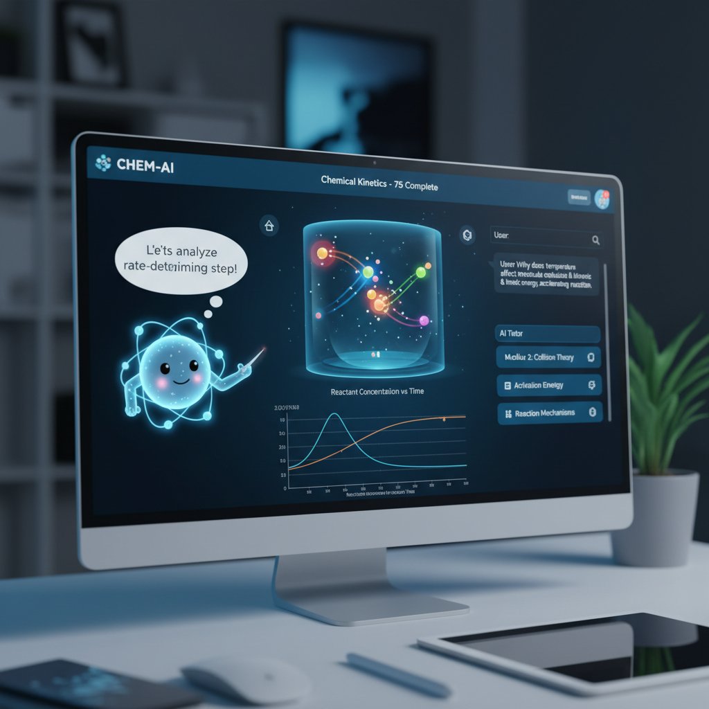 Interfejs platformy edukacyjnej z AI wspierającej naukę kinetyki chemicznej online