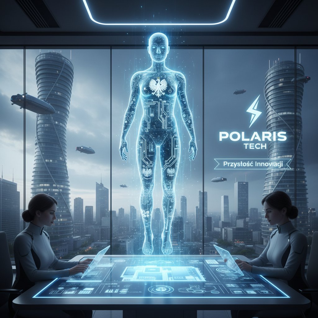 Wirtualny pracownik AI pracujący przy komputerze, polska firma, technologia przyszłości