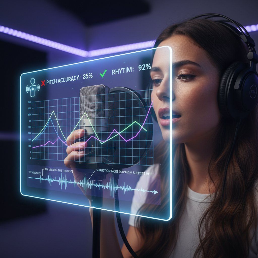 Sztuczna inteligencja jako trener wokalny – interaktywny awatar AI daje feedback wokaliście przy komputerze