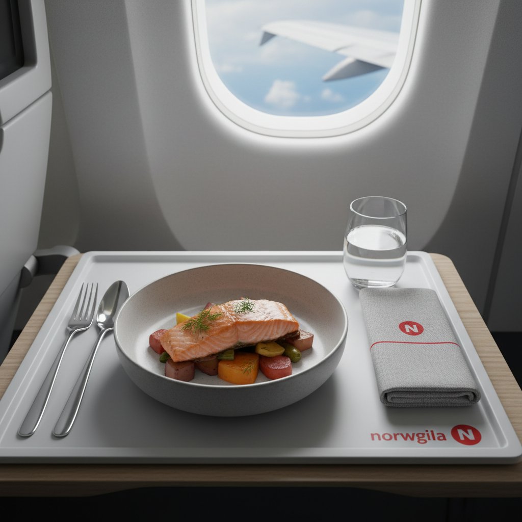 Typical Norwegian Air in-flight meal presentation