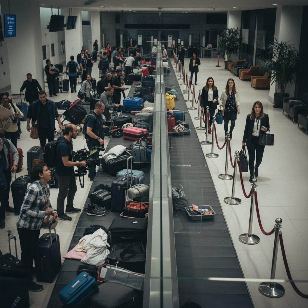 Strefa kontroli bezpieczeństwa z podziałem na fast track i zwykłą kolejkę na lotnisku.