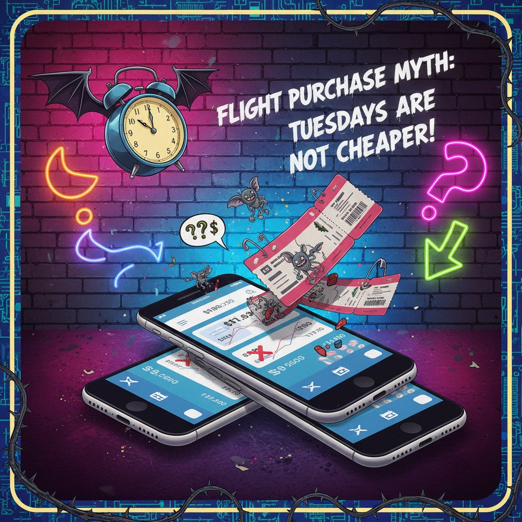 The myth of timing your Bogotá flight purchase, with alarm clock and scattered flight tickets