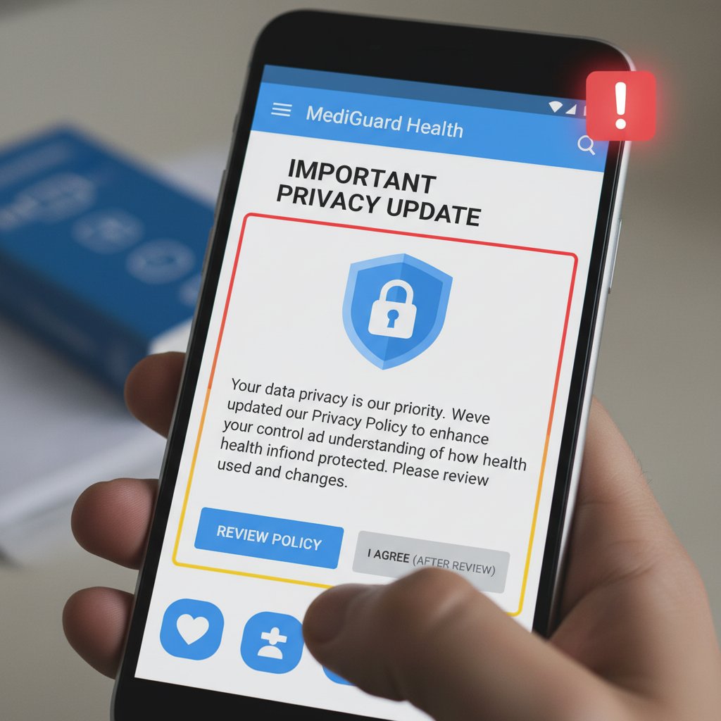 Czujny użytkownik sprawdzający politykę bezpieczeństwa platformy zdrowia online na laptopie