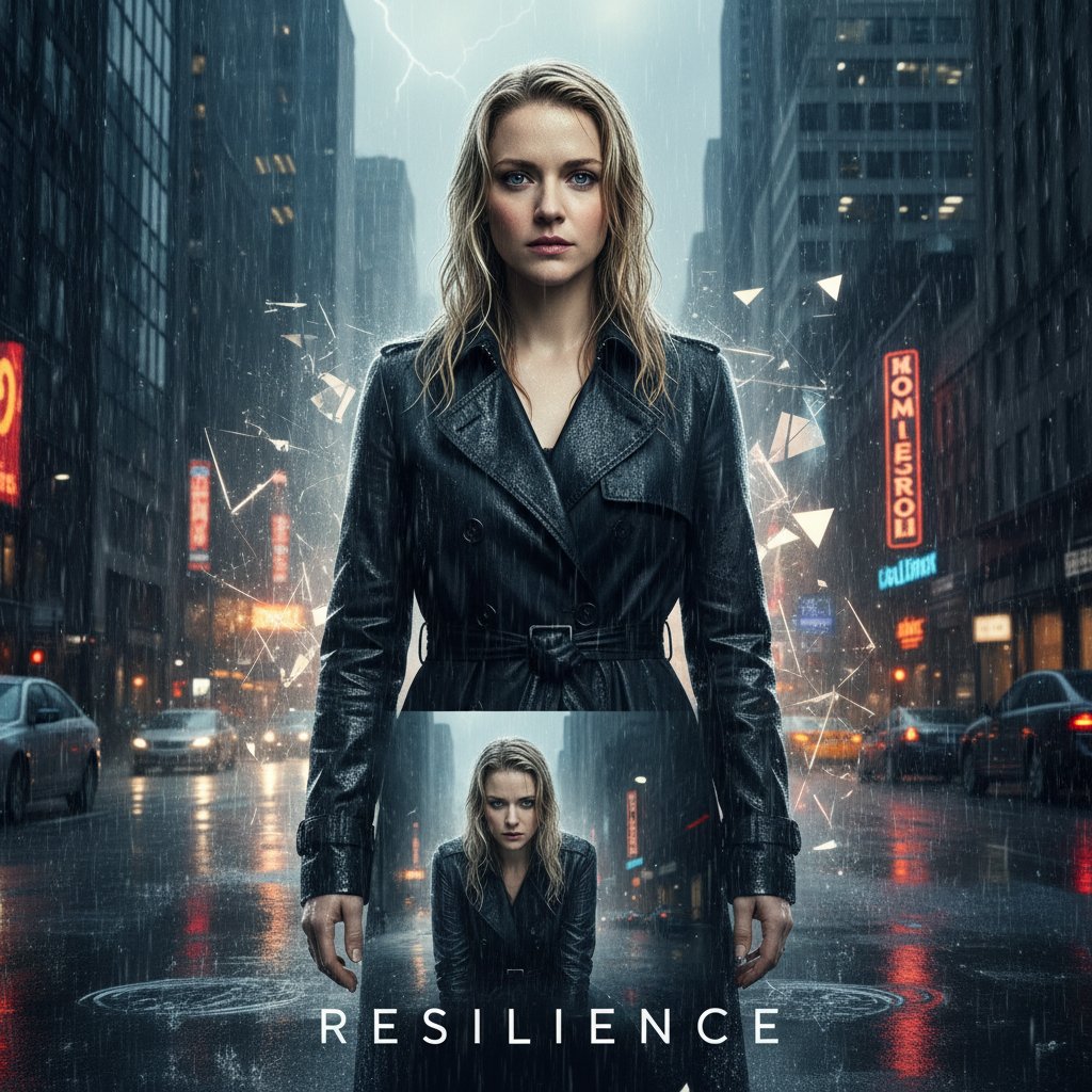 Photo of Amanda Seyfried in rain-soaked city, symbolizing resilience and transformation