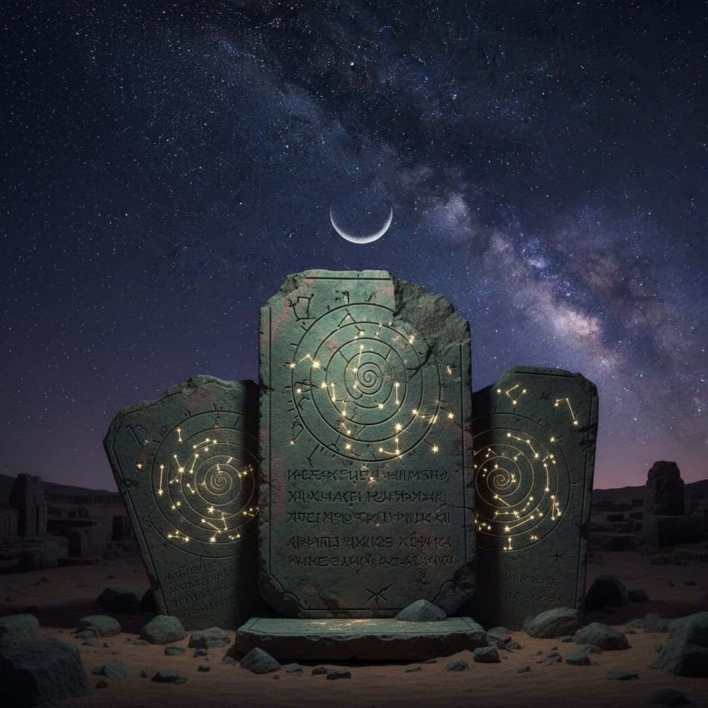 Starożytne tablice astrologiczne na tle nocnego nieba, historia astrologii osobistej