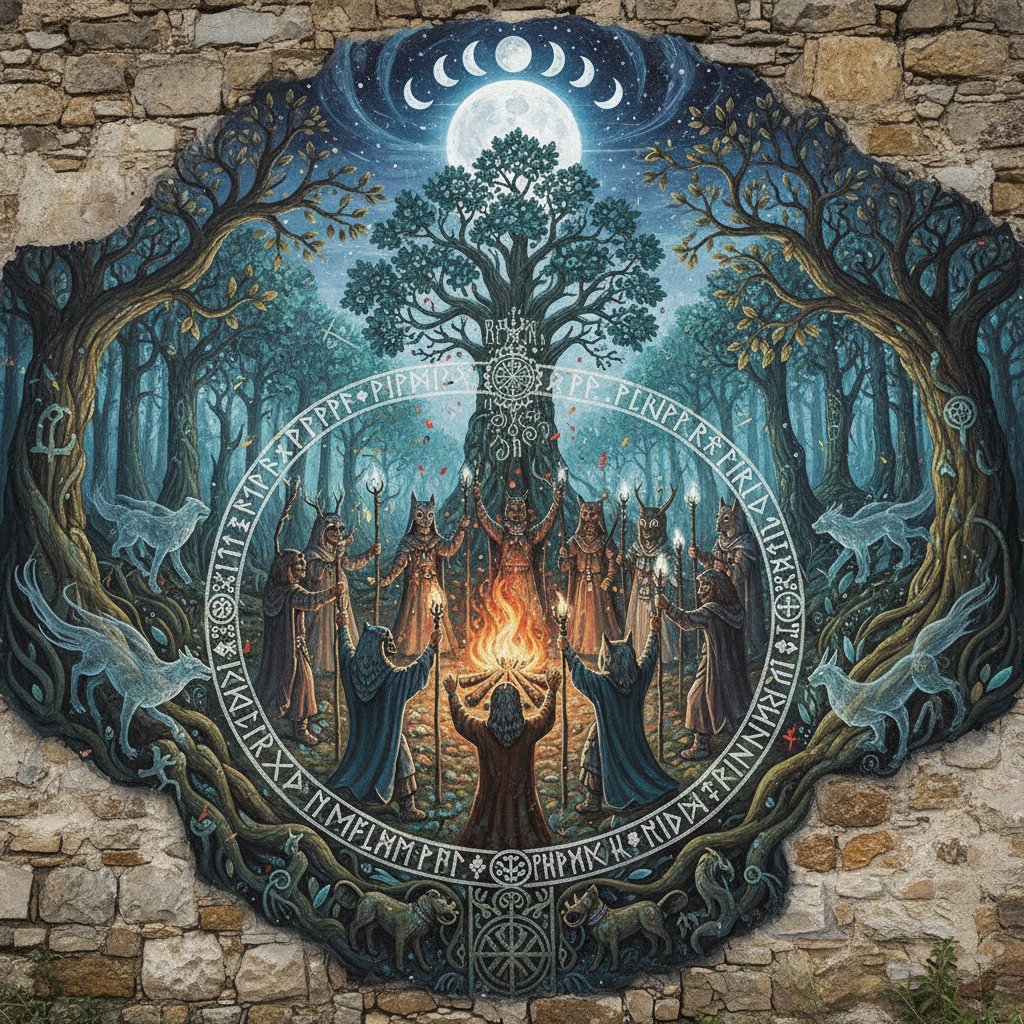 Starożytny rytuał Słowian związany z reinkarnacją, malowidło