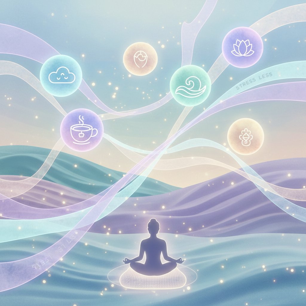 Animation as stress relief for adults, stylized still with warm colors and relaxed mood