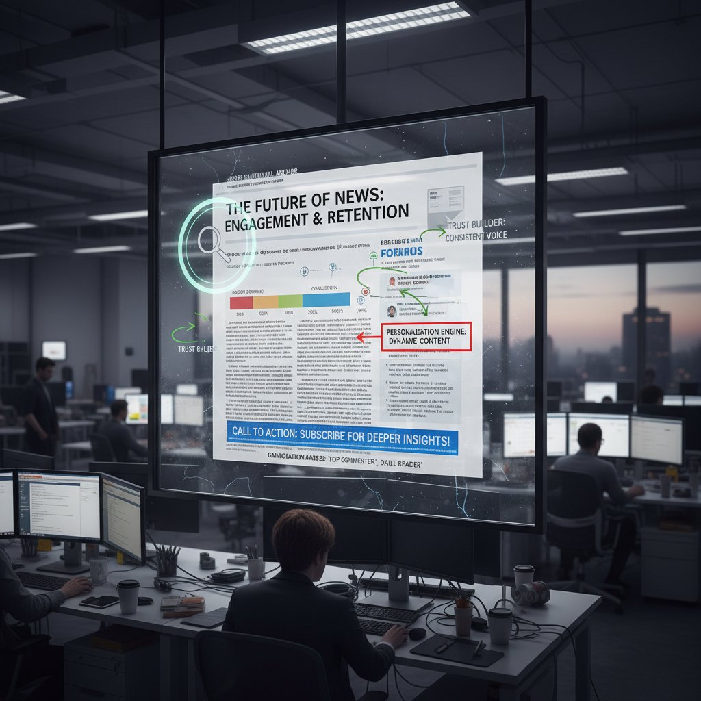 Annotated news article with retention highlights, screenshot showing effective engagement elements, SEO keywords audience retention news articles
