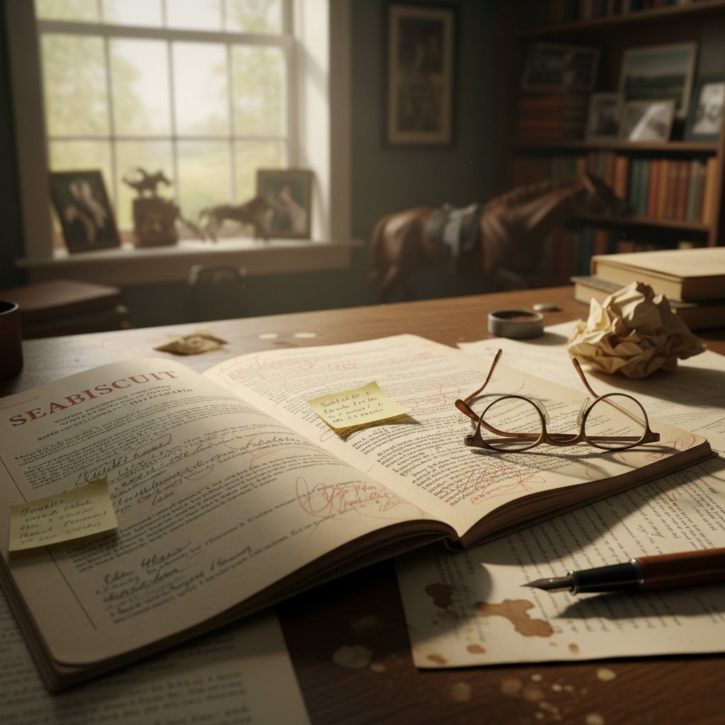 Annotated Gary Ross screenplay pages, artistic photo