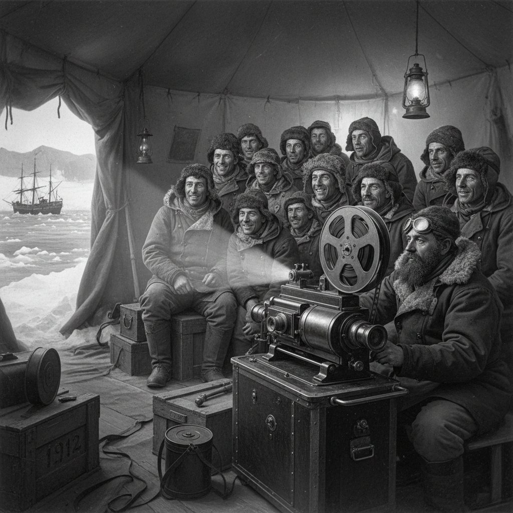 Historic Antarctic movie screening with explorers and vintage projector