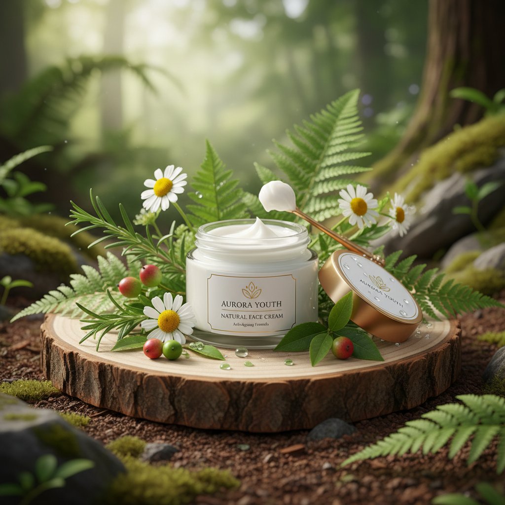 Kosmetyki do pielęgnacji twarzy z napisem anti-aging, widoczne na naturalnym tle